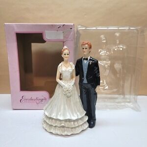 Everlasting Elegance Wedding Couple Red Hair Bride Groom Resin Cake Topper 7.25"